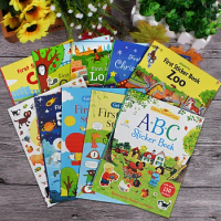 5 Books/Set Usborne Children English Picture Sticker Book Coloring Educational Kids Dressing Up/Christmas/Cars Farm Animals