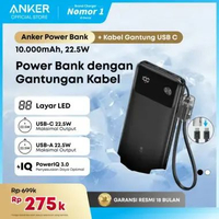 Anker Power Bank 10,000mAh, 22.5W / 20.000mAh - A1388 /A1384 10,000 mAh Black