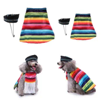 Costume, S/L, Dog Puppy Mexican Poncho With Black Hat Halloween
