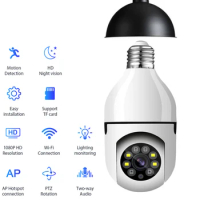 2.4G 360° Automatic Human Tracking Bulb Surveillance Wifi Camera Smart Home Wifi IP Camera Night Vision Monitor Audio Camera