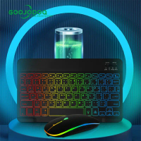 GOOJODOQ 【คีย์บอร์ดไทย】ใหม่แบ็คไลท์ไล่โทนสี Bluetooth Keyboard,เมาส์ไร้สาย,คีย์บอร์ด ipad,เหมาะสำหรั