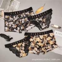 New Style Men's And Women Underwear Sexy Lace Panties Women Low Waist Printing Briefs Male Comfort Boxers Fashion Lovers Panties