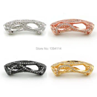 30*8*8mm Micro Pave Clear CZ Infinity Arc Tube Beads Fit For Making DIY Bracelets Jewelry
