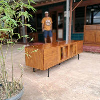 Bufet TV rak tv kaki besi kayu jati