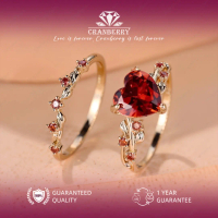 OS1-D117 Cincin Set Double Wanita Cranberry Jewelry Premium Lapis Emas 18k Anti Luntur Anti Berubah 