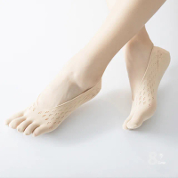 【89 zone】日系透氣矽膠蕾絲 女襪 隱形襪 淺口襪 五指襪 絲襪 1 雙(梅花款肉)