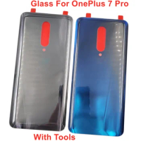 Glass Battery Cover For OnePlus 7 Pro Back Door Lid Hard Rear Housing Shell Panel Case + Original Adhesive Glue Sticker LOGO