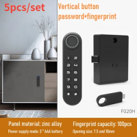 5pcs/set Fingerprint Password Cabinet Lock Smart Fingerprint Drawer Lock Furniture Locker Fingerprint Lock Smart Door Locks