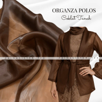 Bahan Kain Organza Polos Premium Silk Kain Kaca 1/2 Meteran Warna Coklat Tanah Mahogany