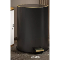 不銹鋼腳踏式垃圾桶(黑金)(尺寸:15L-37*27.5CM)