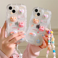 Cartoon Little Bear Chain Silicone Case For Xiaomi Mi 11i 11 Lite 12 13 10T 10i POCO X3 Pro NFC X4 GT X5 F3 F4 F5 M3 M4 5G Cover