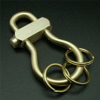 黃銅鑰匙扣打磨 5mm加粗葫蘆型鑰匙圈復古創意男 汽車鑰匙扣