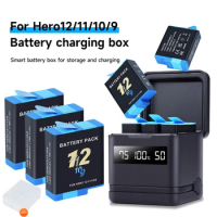 2000mAh Battery for GoPro hero 10 +LCD 3-Slots Charger with Type-C Port for GoPro Hero 9 Go Pro 10 hero 11 12 Sport Cameras