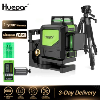 Huepar 8 Lines Laser Level 360° Cross Line Self-leveling Horizontal &amp; Vertical Line Laser Tool With Laser Receiver and Tripod