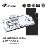 Bykski A-XF6800-X GPU Water Cooling Block For XFX RX6800 Overseas Edition,Copper Radiator With Backplane for Watercooling System