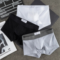 Quần lót nam Quần boxer cotton nguyên chất Quần boxer cotton có gân Quần bốn góc mùa hè Quần lót mỏn