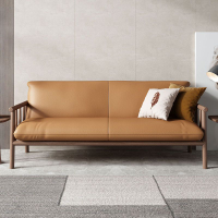 【免運】 北歐日式實木皮沙發小戶型現代簡約客廳臥室三人雙人原木風小沙發