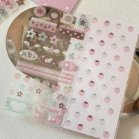 1pc Retro Y2K Pink Brown Color Scrapbook Journal Decal for Kids Cute Wings Star Heart Style Statione