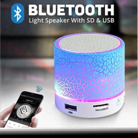 ลำโพงบลูทูธ ขนาดเล็ก ลำโพงไร้สาย ดีไซน์แบบแตกๆ พร้อมจอแสดงผล LED การ์ด SD และพอร์ต USB ซับวูฟเฟอร์ แ