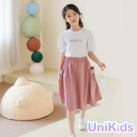 【UniKids】中大童裝2件套字母短袖T恤純色半身裙 女大童裝 VWYW2165(套裝)