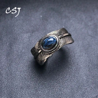 CSJ Vintage Natural Pietersite Feather Ring Namibia Gemstone Oval 5*7mm for Women Party Birthday Jewelry Gift