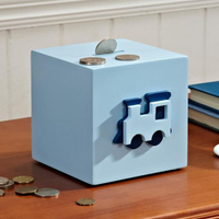 卡通車子兒童存錢罐創意男孩儲錢罐儲蓄木質硬幣筒桌面裝飾小擺件