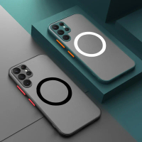 Sarung Keras Matte untuk Samsung Galaxy S25 Plus dan S25 Ultra, Kompatibel dengan MagSafe, Menyokong