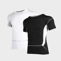 New Men Compression Running T Shirt Fitness Tight Short Sleeve Tshirt Training Jogging Shirts Gym Sportswear Quick Dry Rashgard