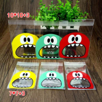 50pcs OPP Monster Plastic Bag Of Cute Big Teech Mouth Sharp Teeth For Wedding Cookie Candy Biscuits Snack Baking Package Bags