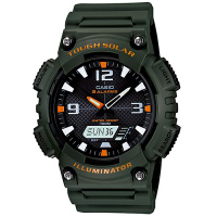 CASIO 新一代光動遊俠雙顯運動錶(AQ-S810W-3A)-黑x深墨綠錶帶/46.6mm