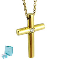 【Tiffany&Co. 蒂芙尼】18K金-鑲鑽十字架墜飾項鍊(展示品)