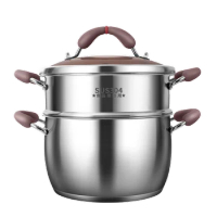 Wholesale 304 Stainless Steel Soup Pot with Steam Grid Steam/Stew multi-functional cooking Pot for gas/induction cooker