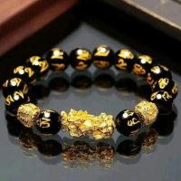 gelang blessing blackonik pixui naga emas hoki  pria/wanita untuk keberuntungan