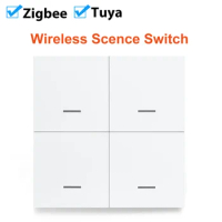 Tuya Smart ZigBee Switch 4 Gang Scenario 12 Scene Switch Push Button Controller Support deCONZ Zigbee2mqtt Home Assistant