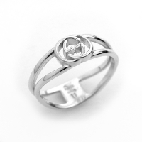 二手品 GUCCI 古馳 Interlocking 大G雙環弧線造型925純銀戒指