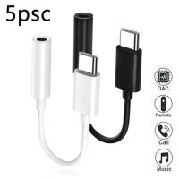 5pcs Type C To 3.5mm Adapter Converter Type-c 3 5mm Audio Aux Cable Wired Eraphones Converter Cable for Xiaomi 11 Huawei Oneplus