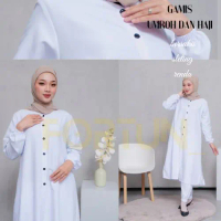 Gamis atasan umroh dan haji baju ihrom wanita putih dan hitam