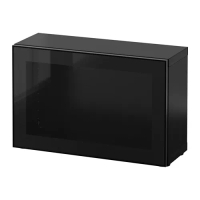 BESTÅ 層架組附玻璃門板, 黑棕色/glassvik 黑色/透明玻璃, 60x22x38 公分
