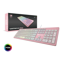 【享最高折300】COUGAR 美洲獅 VANTAR AX Pink 全鋁CNC剪刀腳RGB鍵盤 薄膜式電競鍵盤