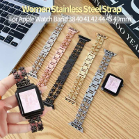Stainless Steel Strap for Apple Watch Band Ultra2 49mm 45mm 44 41 38 42 Metal Link Circle Bracelet for IWatch Series 9 8 7SE 6 5