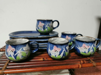 日本精美瓷器咖啡杯紅茶杯果盤套組5客