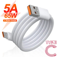 65W 5A USB Type C Cable Super Fast Charger Cables for OPPO Reno Xiaomi Samsung Quick Fast Charging USB-C Charger Cable Data Cord