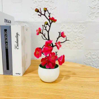 Practical Fake Bonsai Wear-resistant Exquisite Mini Delicate Vivid Plum Blossom Simulation Bonsai Decoration
