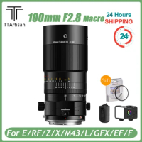 TTArtisan 100mm f2.8 Full Frame 2X Tilt-Shift Macro Lens for Sony E Mount Canon Fujifilm Nikon Z Mirrorless Camera Like ZVE-10