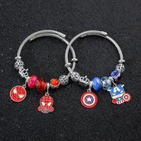Disney Marvel Movie Superheroes Captain America Spider-Man Pendant Bracelet Cute Q Version DIY Accessory Pendant Bracelet