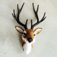 動物模型 梅花鹿角鹿頭手工藝品 動物頭掛件 仿真鹿頭 墻頭裝飾品