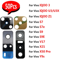 50Pcs，NEW Back Rear Glass Camera Lens with TapFor Vivo IQOO 3 U3 Z1 S7 S9 S9e V17 X21 X50 Pro Y9S Y20 Y31 Y51 Y51S Y73S Y93