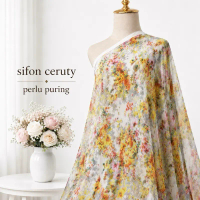 Kain Sifon Ceruty Motif Abstrak dan bunga