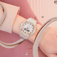 CASIO卡西歐 BABY-G 俐落簡約 優雅杏 珍珠光感錶圈 雙顯系列 BGA-280BA-4A_43.4mm