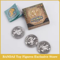 ORIGINAL Digimon Adventure Retro Metal Coins Blind Box Agumon Yagami Taichi Anime Action Figures Collect Model Toys Gifts
